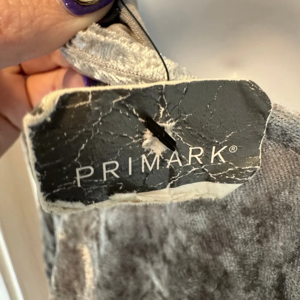 Primark Crushed Velvet Dress Bell Sleeve 8 Silver Whimsigoth Alt Witch Scene NWT
